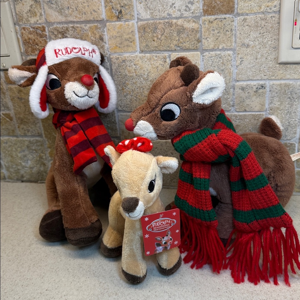 (3) Rudolph the Red Nosed Reindeer & Clarice Plush Dan Dee